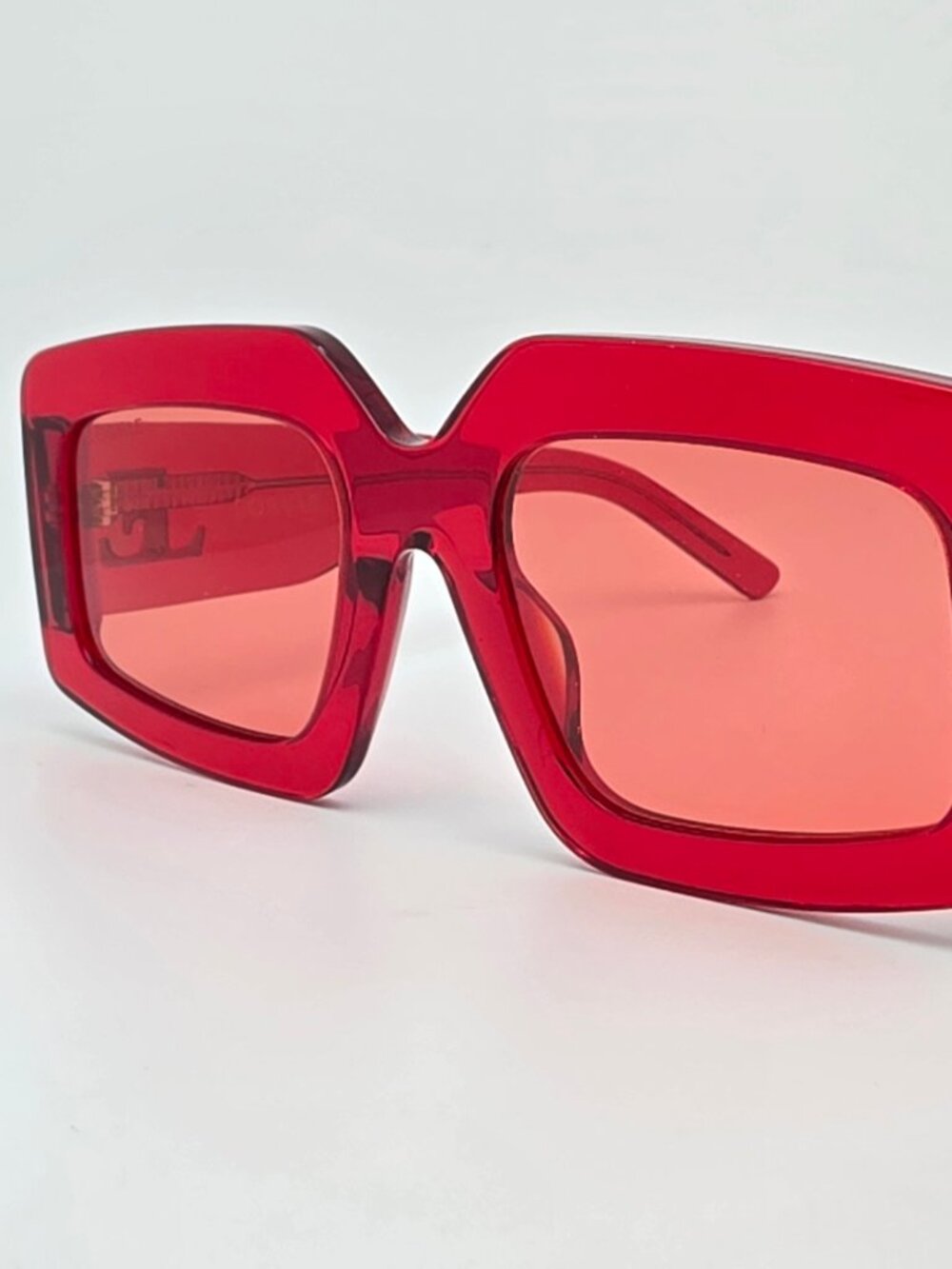 Lorvae Bost Crystal Red Gold Frame Red Lens Oversized Sunglasses 52-16-140